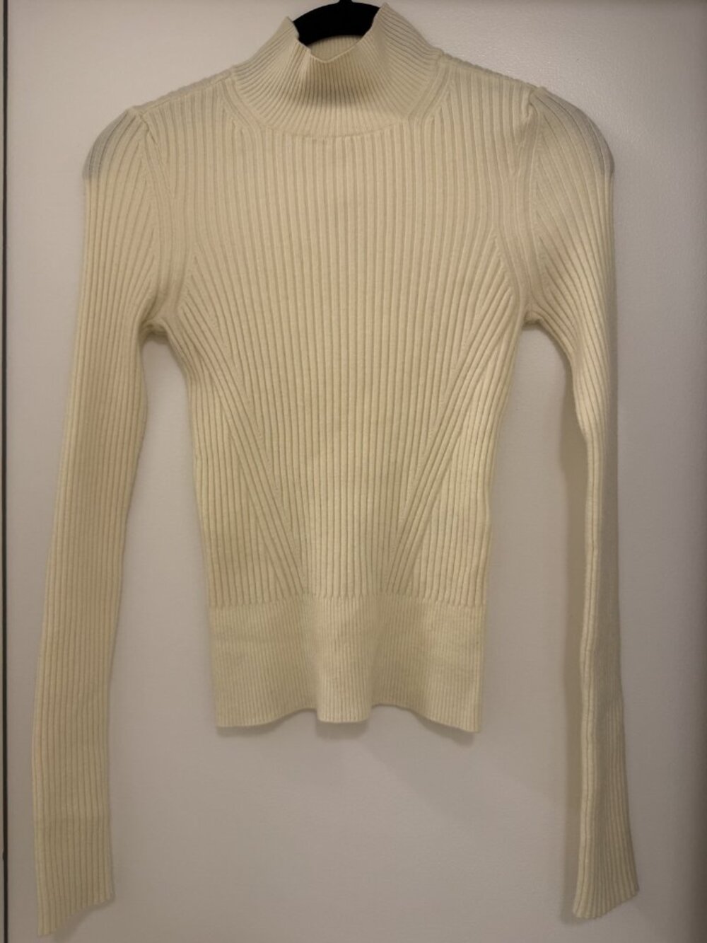 PAIGE Raisa Ivory Ribbed Mock Neck Sweater Size XS